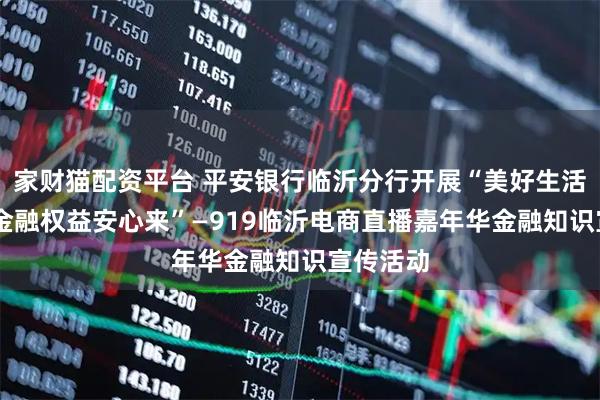 家财猫配资平台 平安银行临沂分行开展“美好生活购精彩 金融权益安心来”—919临沂电商直播嘉年华金融知识宣传活动